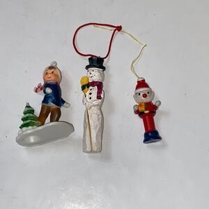 Vintage Lot Of  3 Craft Ornaments Santa Christmas Decor Home